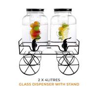 Glass Water Dispenser With Tap And Stand 2X4L