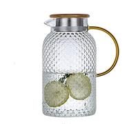 Glass Water Jug,Water Jug,Glass Jug Water Jugs with Lids,Heat Resistant Pitcher Water Carafe,Glass Milk Jug Juice Jugs with Lid for Fridge,Easy Clean Ice Tea Jug for Cold Or Hot Beverages,Easy Clean