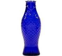 Glass Water Pitcher | Fish & Fish Glassware by Paola Navone | Wine Carafe Decanter 85cl | Clear Dark Blue Bottle Container, hot or Cold Drinks | Fridge Beverage Dispenser, Suitable as Vase