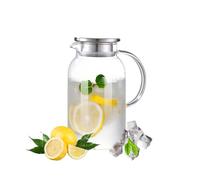 Glass Water Pitcher with Lid and Spout Ideal for Cold and Hot Beverages Refrigerator Safe Durable Borosilicate Glass Perfect for Iced Tea Juice Sangria Water Milk and More