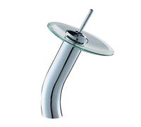 Glass Waterfall Basin Tap,Chrome-Plated Round Glass Basin Hot and Cold Water Mixing Copper Faucet for Bathroom and Kitchen