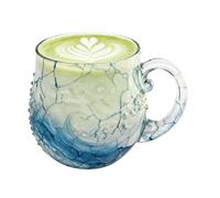 Glass Wave Coffee Mug - Hand-Blown Tea Cups | Household Water Mugs | for Hot Coffee Juice Dining Room Office Kitchen Restaurant Hotel Beach House Teachers Students Birthday