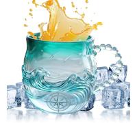 Glass Wave Mug - Sea Glass Wave Mug, Waves Glasss Mugs | 14oz Hand-Blown Glassware | Sea Lover Beverage Mugs for Juice Milk Study Living Room Teachers Students Office Restaurant Kitchen Hotel B