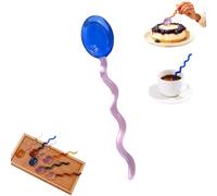 Glass Wavy Spoons,Handmade Transparent Dab Milk Stirrers,Creative Colorful Dessert Spoon,Cute Spiral Style,for Tea, Kitchen Tableware(1 Pc-E)
