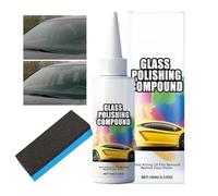 Glass Wax Polish for Window, 100g Cleaner Paste with Sponge for Invisible Windshield Polishing, Complete Kit for Interior, Exterior, Mirrors, Paint Detailing, Outdoor Glassware, Automotive, Home