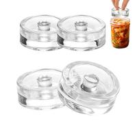 Glass Weights for Fermenting,Easy Grip Handle 4 Pack Clear - Glass Jar Fermenting Weights - for Restaurant Home Food Shop, Vegetable and Fruit Ferments