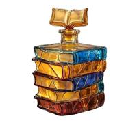 Glass Whiskey Carafe in Book Stack Design, 3D Book Cup Stained Glass, Literary Gift, Artistic Reading Coffee Mug, Unique Literary Friendship Gifts for Women (1)