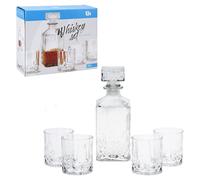 HomePlaceEU Whisky and Wine Decanter Set 900 ml with 4 Whisky Glasses 230 ml in Gift Box
