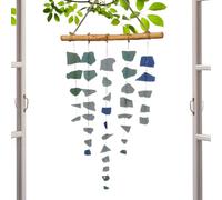 Glass windchimes | Decorative Memorial Glass Wind Chimes | Colorful Bell Decoration for Coastal Lovers Outdoor to Sunroom Patio Porch Yard Terrace Beach