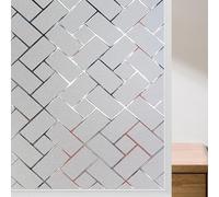 Glass Window Film Privacy 100 x 270 cm Self Adhesive Roll UV Block No Glue Static Cling Vinyl Covering Glass Film for Windows for Office Bathroom Home, Oblique Grid