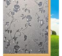 Glass Window Film Privacy 120 x 640 cm Static Cling, No Glue Opaque Window Film Anti-Uv Self Adhesive Vinyl Privacy for Office Bathroom Home, Hibiscus