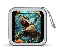 Glass Window Shark Megalodon Ocean Portable CD Case Holder 48 Capacity Travel DVD Storage Boxs Wallet Bag