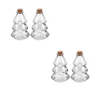 Glass Wish Bottle Christmas Tree Shaped 90ml with Cork Stopper 4 Pcs | Decorative Jar, for Blessings and Wish Cards, Classic Style for Seasonal Gatherings