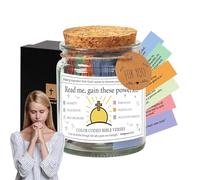 Glass with Bible Notes - Bible Jar with Notes, Glass Prayer Jar | Handmade Bible Jar with Colorful Bible Verses Inspiration, Best Wishes, Notes, Christian Glass Paper Jar for Men and Women