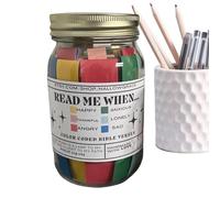 Glass with Bibles - Bottle of Positive Messages, Bottle with Bible Cards | Handmade Font Cards with 67 Colour Codes, Positive Messages in the Bottle to Cheer Up Friends