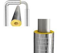Glass Wool insulations Pipe, Featuring an Insulation Layer Made of Rock Wool and Aluminum foil, Offers Freeze Protection, fire Resistance, and Thermal Insulation Properties. Length: 1m(34mm,30MM)