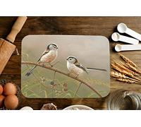 Glass Worktop Saver Long Tailed Tits | Garden Birds | British Wildlife Artist Robert E Fuller Kitchen Gift 40x30 cm Glass Kitchenware, Home.