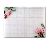 GLASSBOARD STUDIO Floral Glass Craft Mat (13.5x18in) - Magnetic, Heat & Scratch Resistant, Stain-Proof for Crafting, Cutting, Painting, Mixed Media Artwork - Grid & Angle Lines, Non-Slip Rubber Feet