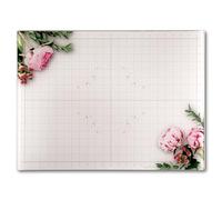 GLASSBOARD STUDIO Glass Craft Mat with Floral Pattern (18 x 24 inches) - Magnetic, heat and scratch resistant, stain resistant, grid and corner lines, non-slip feet