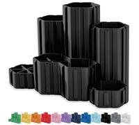 Glassboard Studio Hexaflex Organizer Set - Pen and Pencil Holder for Desk, Versatile Hexagon Design, Adjustable Dividers, 12 Color Options - Desk and Office Organization (Jet Black)