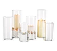 Glasseam 3 Height Hurricane Candle Holder Glass: 6 Pcs Clear Flower Vase