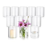 Glasseam Cylinder Glass Small Vase: 12 Pcs Bud Vase Hurricane Candle Holder
