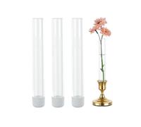 Glasseam Glass Bud Vase for Flowers: 3pcs Clear Base Vases for 22mm Candlestick Taper Candle Holders - 5.9“ Small Table Centerpieces with Silicon Case for Tablescapes, Wedding Gift and Home Decor