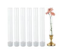Glasseam Glass Bud Vase for Flowers: 6pcs Clear Base Vases for 22mm Candlestick Taper Candle Holders - 5.9“ Small Table Centerpieces with Silicon Case for Tablescapes, Wedding Gift and Home Decor