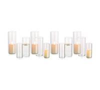 Glasseam Glass Hurricane Candle Holder: 12 Pcs Clear Flower Vase (M+L+XL)