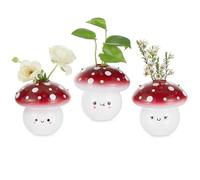 Glasseam Glass Mushroom Vases for Flowers: Small Flower Vase Set of 3 Cute Bud Vases for Home Room Table Decor - Mini Vases with Facial Expression - Unique Emotional Support Gifts for Women