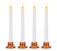 Glasseam Glass Tapered Candlestick Holders: 4Pcs Amber Small Candle Sticks Holder Decor Short Taper Candle Holders for Table Centerpiece Vintage Thanksgiving Christmas Farmhouse Decoration