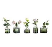Glasseam Green Glass Bud Vase: Mini Small Vases for Centerpieces Cute Flower Vase Set of 5 Tiny Vases for Flowers Decorative Centerpiece Decor Table Wedding Party Dining Room Decoration