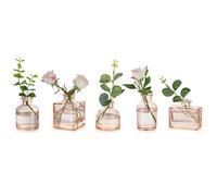 Glasseam Mini Bud Vases for Flowers: 5 Pcs Champagne Amber Small Glass Vase