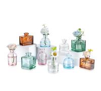 Glasseam Mini Bud Vases for Table Decoration 10Pcs Coloured Glass Small Vase for Flowers Party Wedding Birthday Baby Shower Dinner Centrepieces