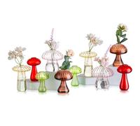 Glasseam Mushroom Propagation Vase, Colored Flower Vases Decorative Set of 10, Unique Small Glass Vases for Flowers,Aesthetic Mini Cute Vase Decor, Hydroponic Bud Vase for Bedroom Bathroom Kitchen