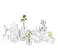 Glasseam Small Bud Vases for Centrepiece: 10pcs Mini Glass Vases Set Lovely Clear Vase for Home Wedding Party Table Decorations Dining Tables Decor