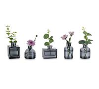 Glasseam Small Bud Vases for Flowers: 5pcs Glass Vases Lovely Grey Vase Set for Home Living Room Dining Tables Wedding Party Table Centrepiece Decorations