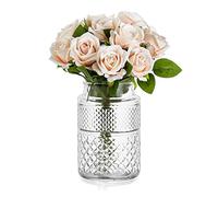 Glasseam Vintage Glass Flower Vase: 1 Pc 20cm Tall Large Clear Vase | Thickened Glass, For Bouquet, Artificial Flowers, Tulip, Dining Table Centrepiece Decoration, Living Room, Home Decor