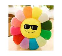 (Glasses, 45cm) Colorful Murakami Takashi Sunflower Cushion Petal Emojis Plush Pillow Throw Toy