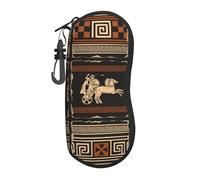 Glasses Case Ancient Greek Warrior Mural Zipper Eyeglass Case Soft Portable Travel With Clips Sunglasses Pouch