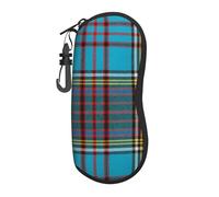 Glasses Case Anderson Modern Tartan Zipper Eyeglass Case Soft Portable Travel With Clips Sunglasses Pouch