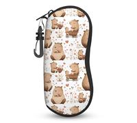 Glasses Case Soft, Capybara Design Sunglasses Case with Carabiner, Glasses Case with Zip for Sports Glasses, Normal Glasses, Cute Capybara Things for School, Work, Travel, Gift, Friends