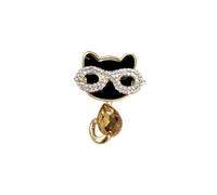 Glasses Cat Rhinestones Brooch Pin for Women Girls Fashion Crystal Animal Kitten Small Brooches Lapel Pins Cute Christmas Jewelry Gift for Daughter Teacher Students Birthday, S, Brass, no gemstone
