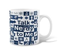 Glasses Ceramic Coffee Mug, Geeky Fun Microscope Calculator None Navy Novelty Work Drinking Mugs with Handle Ideal for Friends Family Lovers Eldership Senior Co-Worker 11 Oz