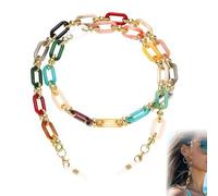Glasses Chain for Women - Eyeglass Strap for Sunglasses and Reading Glasses | Linked Acrylic Styling Adds A Fashion Accent, Adjustable Loops Attach To Frame Arms, Necklace-Length Wear Keeps Eyewear Close
