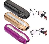 Glasses Cleaner UK, 3pcs Glasses Lens Cleaner for Sunglasses Reading Glasses Portable Reusable Spectacle Eye Glasses Cleaner Carbon Eyegass Cleaner for Clear Vision (Black Purple Gold)