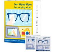 Glasses Cleaner Wipes 100 Individually Wrapped Lens Wipes Multipurpose Suitable for Spectacle Lenses, Cameras, Binoculars, Mirrors, Screens, Optical and Electronic Devices，6cm*12cm
