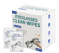 Glasses Cleaner Wipes Individually Wrapped Lens Wipes Multipurpose Suitable for Spectacle Lenses, Cameras, Binoculars, Mirrors, Screens, Optical and Electronic Devices (Pack of 100)