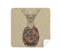 Glasses Deer Animal Artistic Effect Colourful Glasses Cleaning Cloth Phone Screen Cleaner Suede Fabric 2pcs