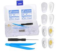 Glasses Eyeglass Repair Kit Silicone Glasses Nose Pads Stop Glasses Slipping Down Nose Accessories with Tweezers Screws and Screwdriver for Eye Glasses Sunglass